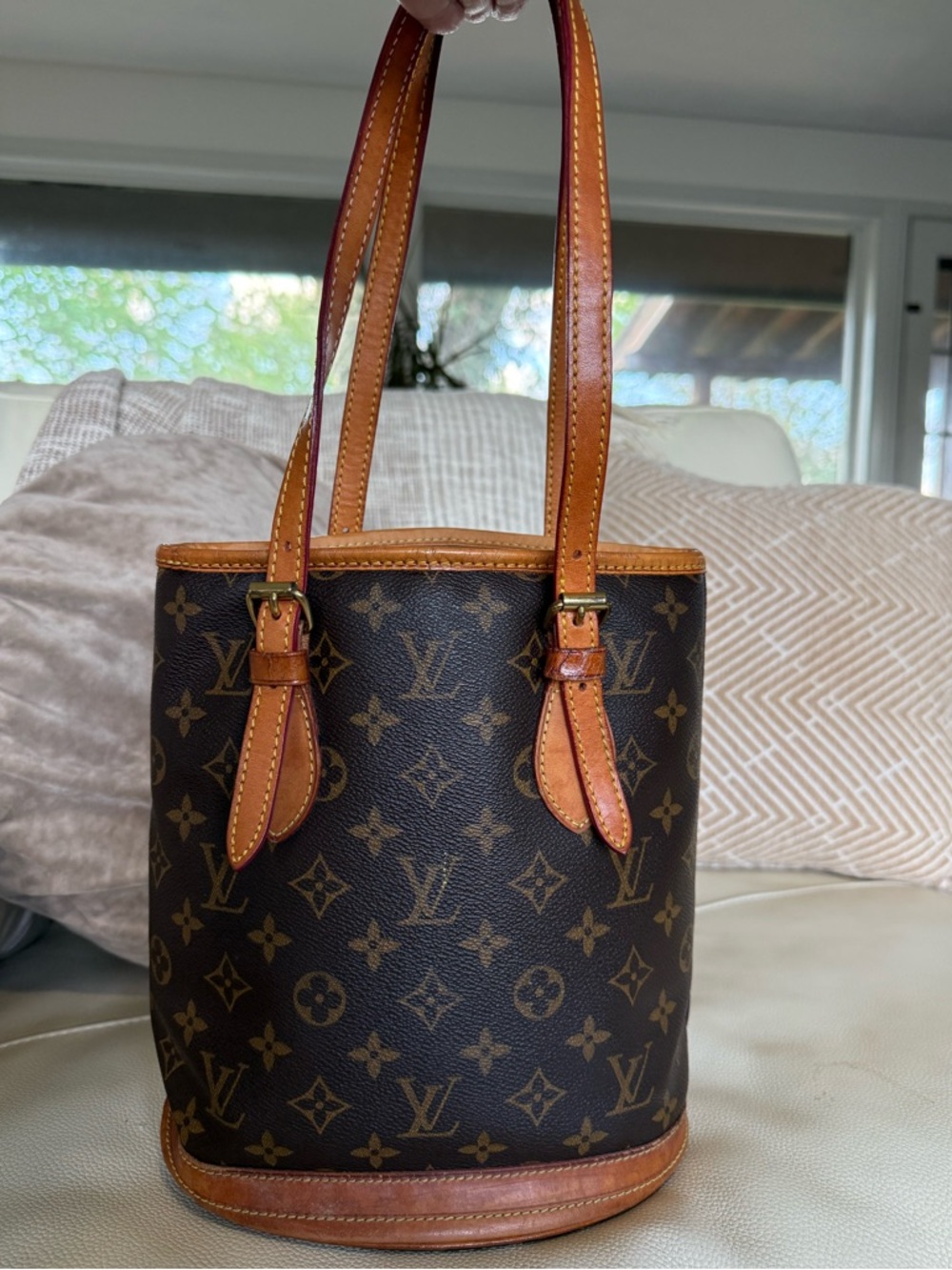 Louis Vuitton Monogram Canvas Bucket Bag - Brown/Tan Leather - Picture 1 of 14